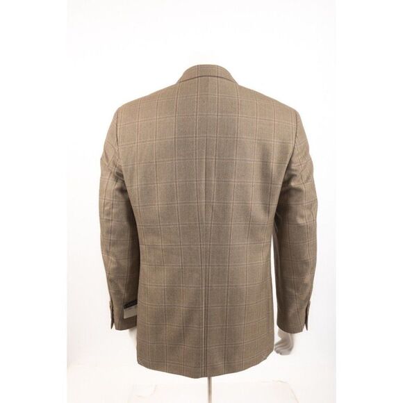 Adolfo High Twist Microtech Mens Suit Jacket Sport Coat Sz 40R Brown Plaid NWT - Picture 5 of 7